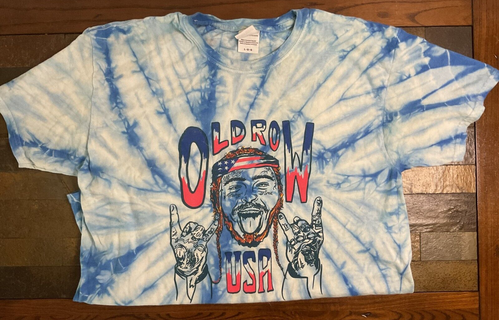 FILA Maglietta Post Malone Old Row USAlto Adult Lar Blu Tie Dyeortone Colortone Etiche