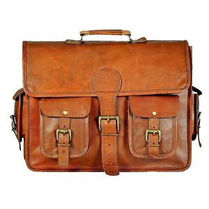 NEW Mens Genuine Vintage Brown Leather Messenger Bag Shoulder Laptop Briefcase
