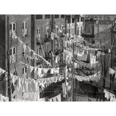 Tenement Yard Wäscherei New York City 1910 Foto großer Wandkunstdruck 18 x 24 Zoll