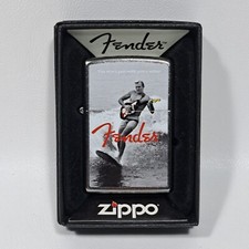 Zippo Lighter Fender Guitar Street Chrome Surfer Guitar 2016 w/Box