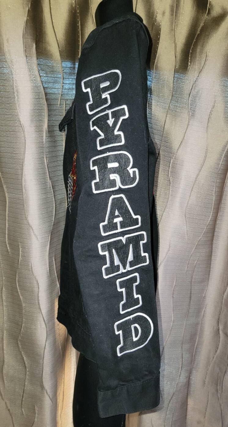 Black Pyramid Patch Embroidered Cotton Denim Jack… - image 8