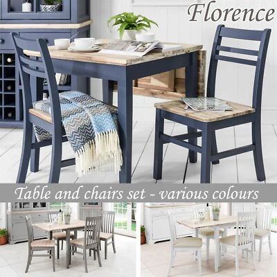 Extending Kitchen Table Set, Small Drop Leaf Table & 2 Chairs Set WoodenFLORENCE
