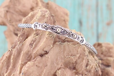 Handgefertigtes Sterling Silber Armband mit Goldakzenten