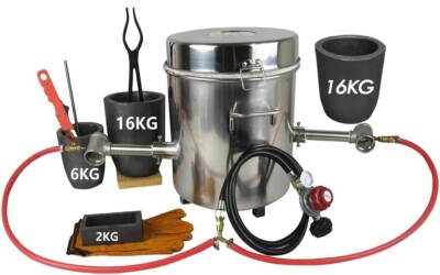 Lsmiitth 16KG Large Gas Metal Melting Furnace Propane Forge Dual Burner Crucible