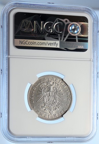 1876 J GERMANY German States HAMBURG Lions Old Silver 2 Mark Coin NGC i106221 - Picture 4 of 5