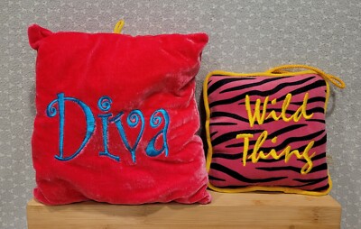 2000s Y2K Vintage  Dan Dee Wild Thing & Diva Tiger Pink Door Wall Hanger Plush