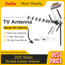 2025 Updated Outdoor HDTV Antenna Amplified VHF UHF FM Installation Kit Pole
