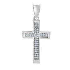 Cross Pendant 925 Solid Sterling Silver Moissanite stones