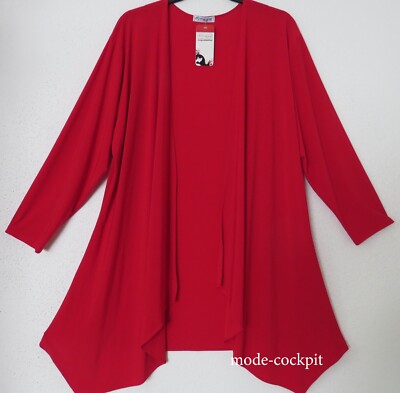 MAGNA Zipfel Long Jacke Cardigan 48-50 (4) Lagenlook Stretch rot