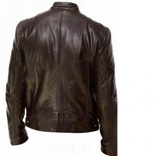HERREN VINTAGE CAFE RACER SCHWARZ BRAUN ECHTLEDER SCHMALE PASSFORM ECHTE BIKERJACKE - Bild 12 von 17