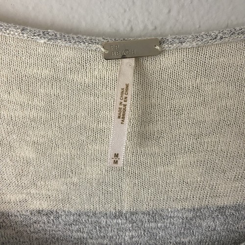 T-shirt Free People Beach a righe larghe misto lino cotone grigio bianco taglia M costa - Foto 4 di 8