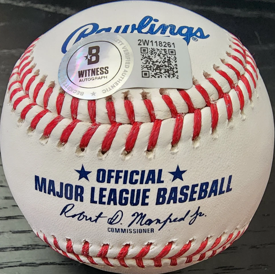Christian Moore Autographed Rawlings OMLB Baseball Inscribed Lets Go Halos - Image 2 of 4