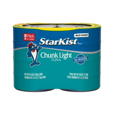 StarKist Chunk Light Tuna in Water, Wild Caught, 20g Protein, 5 oz, 8 Cans