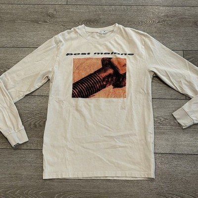 Post Malone Shirt Mens Small Posty Co. H&M Band Tshirt Music Tan Beige
