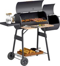 Portable Charcoal BBQ Grill Steel Offset Smoker Combo Backyard Summer Fast Sales