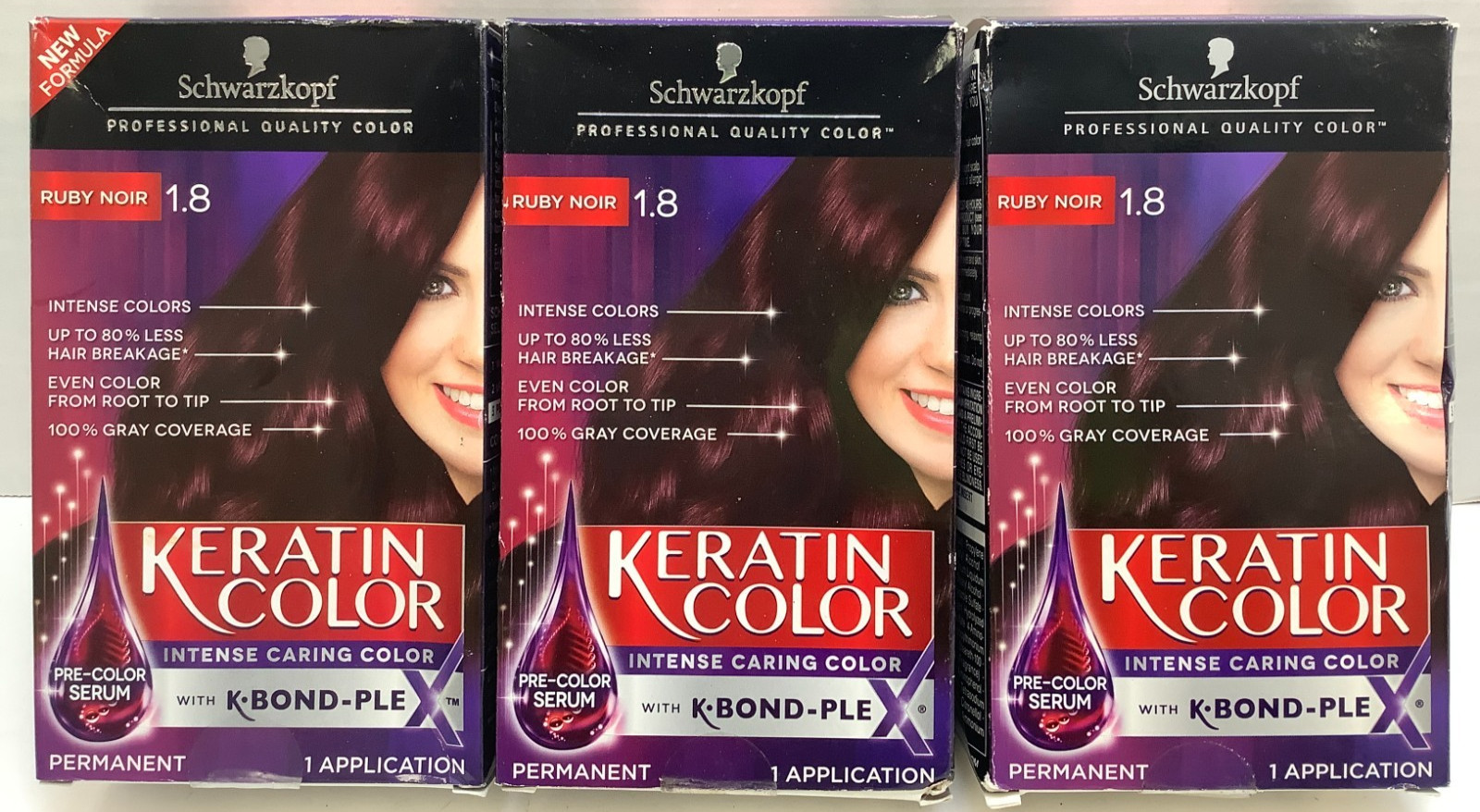 Permanent Hair Color Cream, 1.8 Ruby Noir, 3pk
