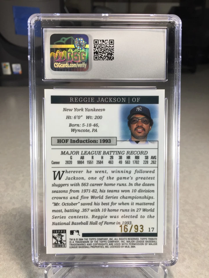 2004 Topps Tribute Gold 16/93 Reggie Jackson #17 - CSG 8 - New York Yankees - Image 2 of 2