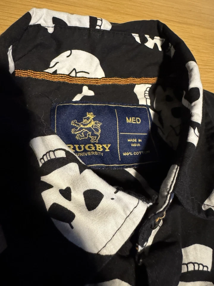 Camisa polo Ralph Lauren rugby média preta branca caveira e ossos cruzados RRL VINTAGE OG - Imagem 2 de 4