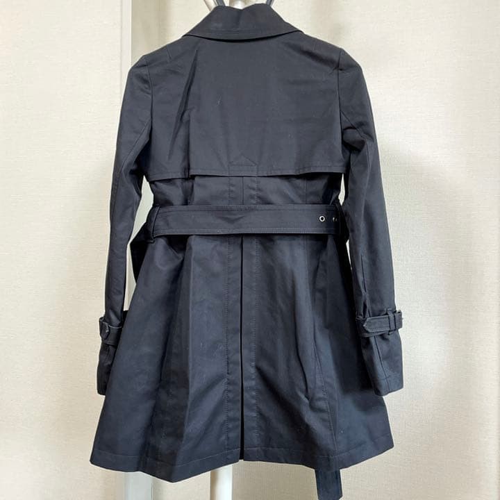 Burberry Blue Label Trench Coat Black Polyester Check Pattern Size 38 Women thumbnail 6