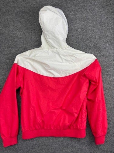 Nike Windrunner Giacca Uomo XL Rosso Bianco Colorblock Cappuccio Full Zip Giacca a Vento - Foto 9 di 9