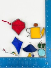 Vintage Stained Glass Suncatcher Window Ornament Lot Collection Mixed MCM