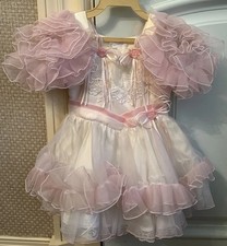Vintage 90  s Ruffled, Pink And White Party Dress For Baby Girl Size 2