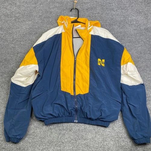 Vintage US Naval Academy Store Navy Windbreaker Jacket Blue Yellow Mens XS USA - product listing photo