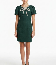 Speechless Girls Dress 7 Hunter Green Boucle Tweed Rhinestone Bow Holiday NWT