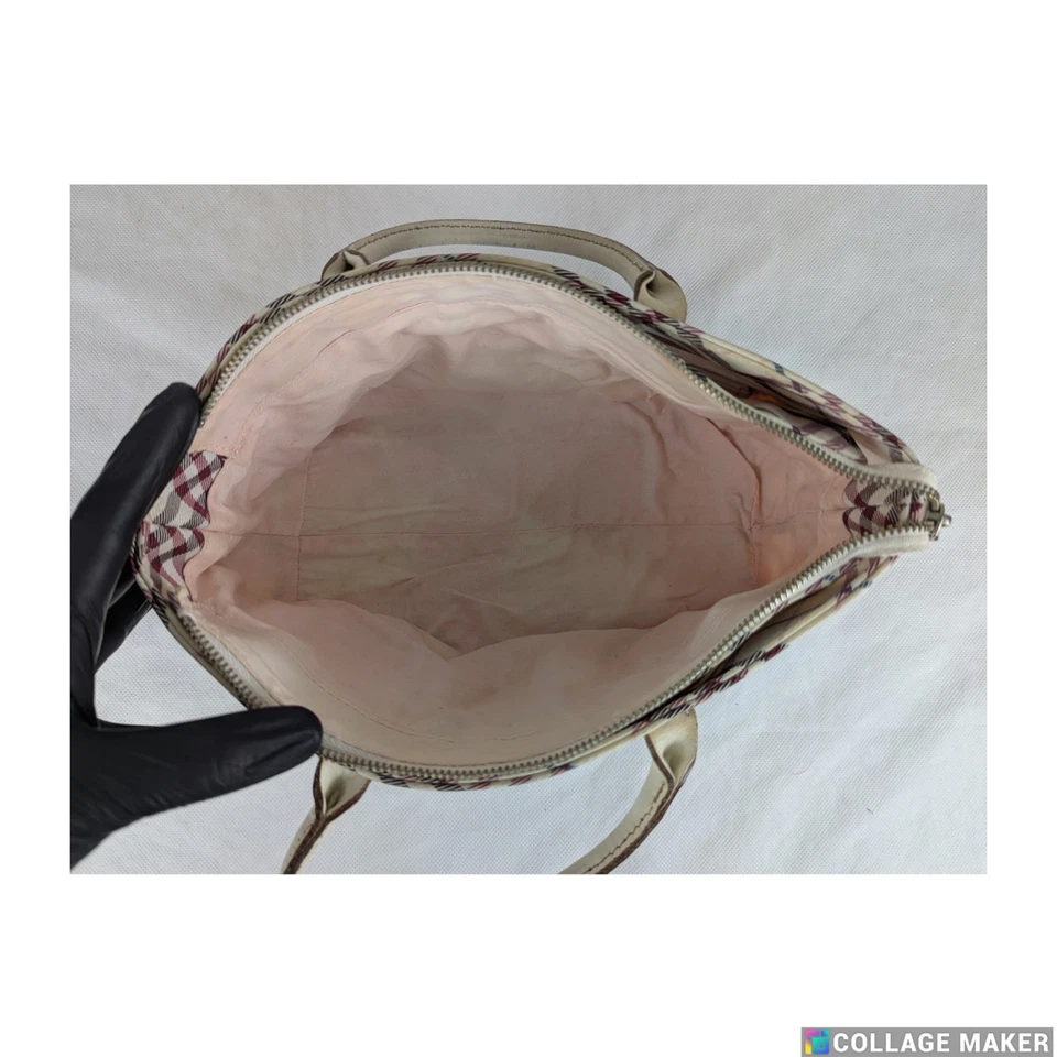 BURBERRY Blue Label Nova Check Blue Label Hand Bag Nylon Off-White/Pink Bag - Image 3 of 4