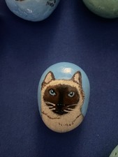 Rock Art Hand Painted Siamese Cat