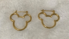 Disney Gold Tone Mickey Mouse Outline Hoop Earrings