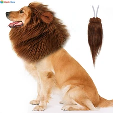 Dog Lion Mane Costume with Ears Adjustable Wig for Medium Large Dogs Halloween 
