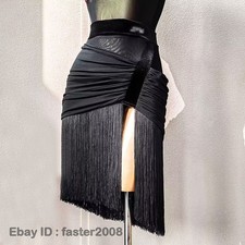 Latin Rumba Salsa Fringes Rhythm Practice Dance Skirt Ballroom Cha Cha Dancewear