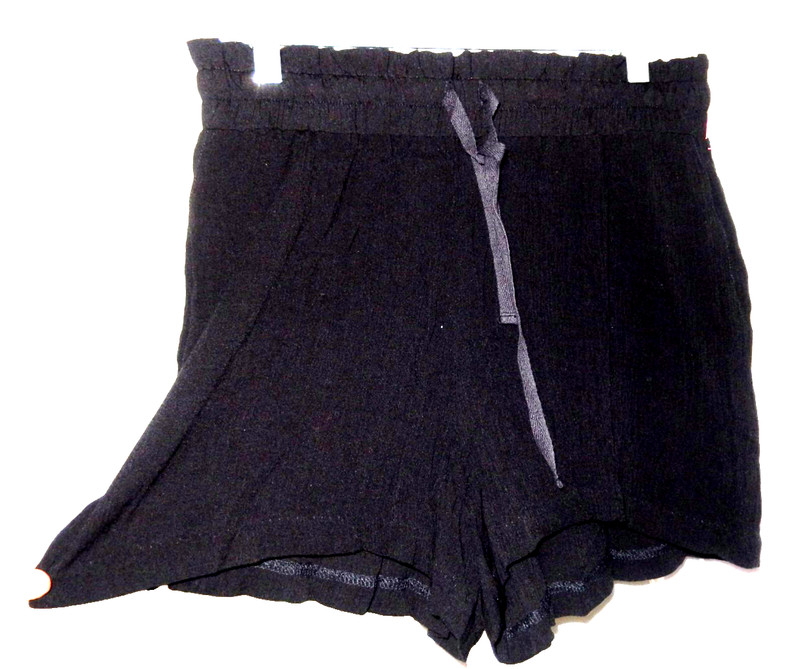 Gibson Dressy Ruffle Waist Luxury Rayon Crepe Shorts-M, black  NWOT