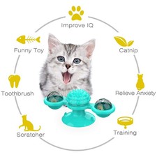 Pet Windmill Toy for Dogs Cats Blue