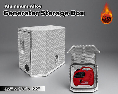 32'' Aluminum Generator Storage Box Garage RV Pickup Truck Tool Box 32''x18''x22''