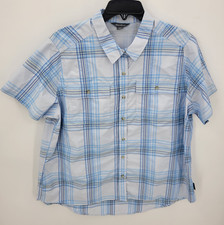 Eddie Bauer Top Womens XL Blue Plaid Performance Short Sleeve Button Up Casual
