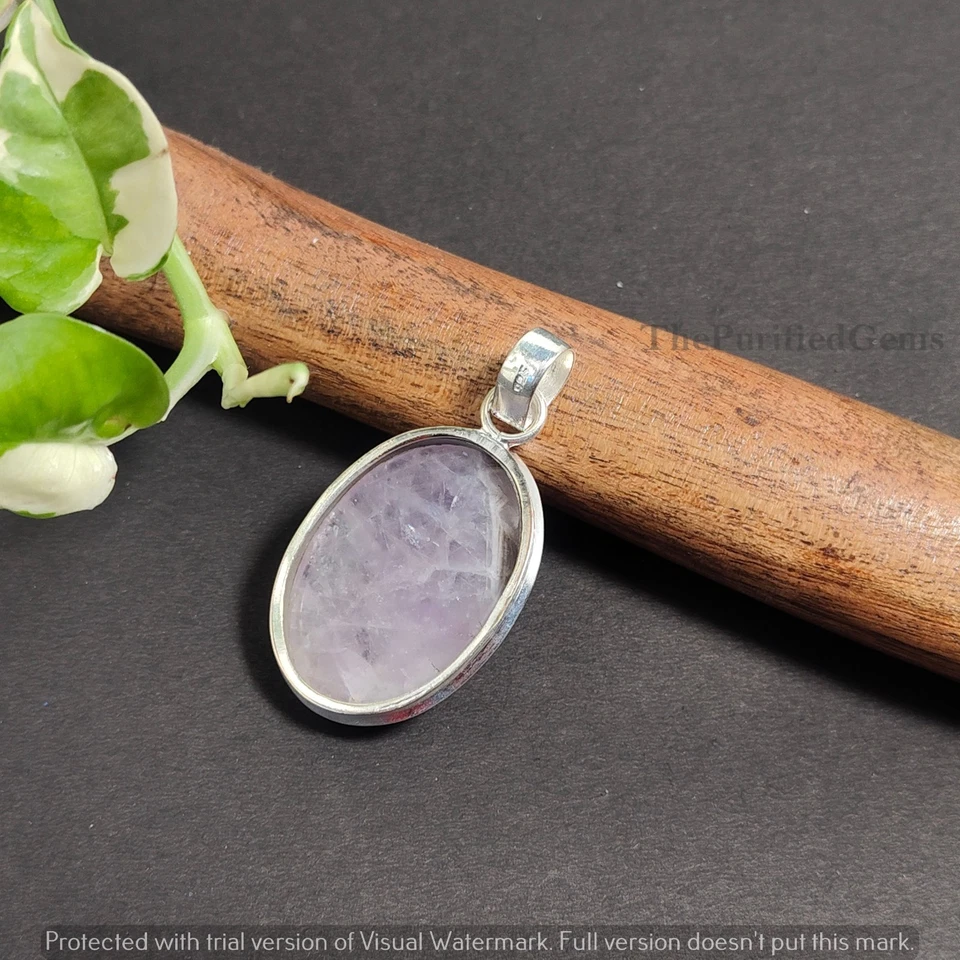 Elegante ametista 925 folheado a prata pingente joia vintage ~ Colar adorável - Imagem 3 de 4