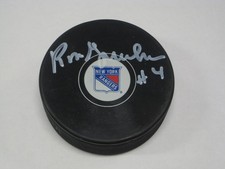 RON GRESCHNER RANGERS LEGEND AUTOGRAPH PUCK COA FREE SHPPING!