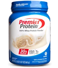 Premier Protein Powder, Vanilla Milkshake, 30g Protein, 1g Sugar, 100% Whey Prot