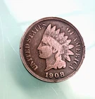 ERROR, HIGHER GRADE 1908 INDIAN CENT PENNY - RAISED RIM MPD