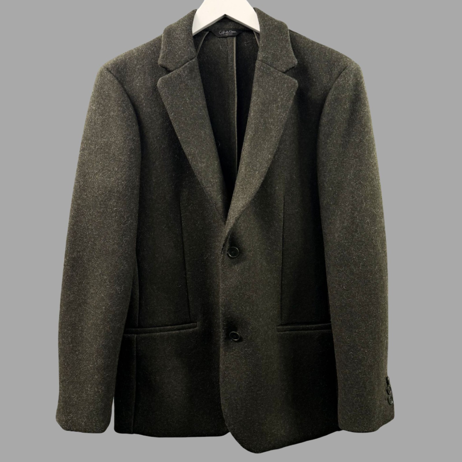 CALVIN KLEIN COLLECTION Dark Green Heavy Wool Blazer Jacket Sz IT 48 US M