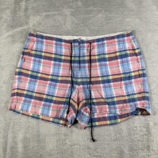 Vineyard Vines Shorts Womens 12 Multicolor Plaid Linen Drawstring Casual Summer