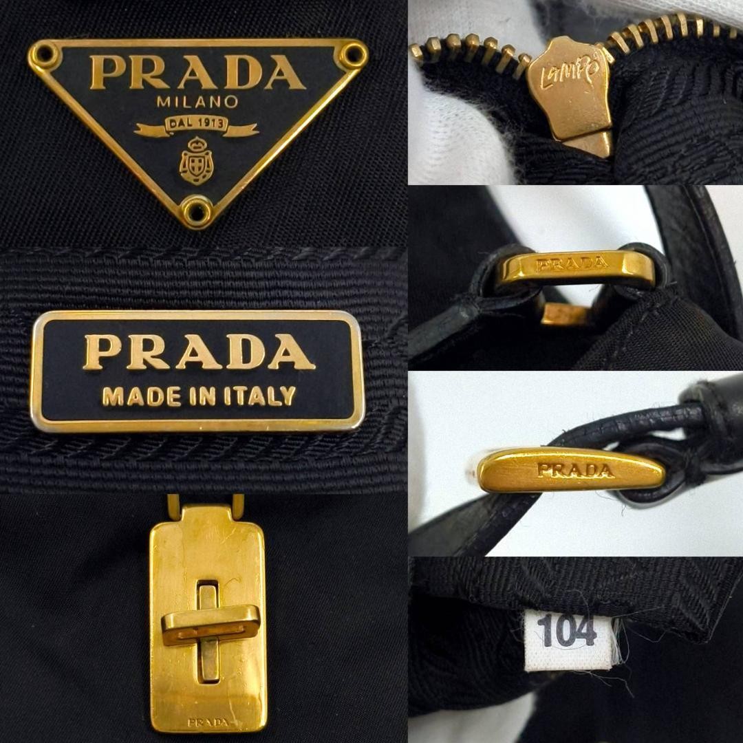 Rare PRADA Mini Shoulder Turn Lock Triangle Logo Nylon Leather Hardware Black thumbnail 11