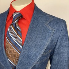 Vintage 70s Levis Blazer Jacket Panatela Denim Sport Coat Suit Blue Jean Mens 44