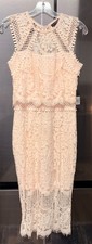 Occasion by Dex Dress M Blush Pink Lace Crochet Midi Cocktail NWT $149