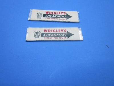 Vintage 1960 s Wrigley s Spearmint Chewing Gum Two  Pieces Original Wrapping