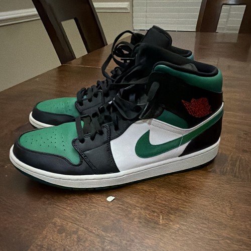 Jordan Air Jordan 1 Mid Pine Green/White/Black Colorblock 554724-067