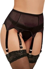 Plus Size Garter Belt for Thigh Highs Black Lace Suspender Belt W/6 Straps Clip