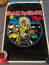 Vintage 80's Iron Maiden Killers Original Velvet Blacklight Poster  23"x35"